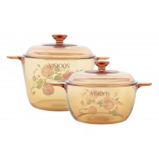 Visions 4 pcs Decorated Covered Versa Pot Set Country Rose